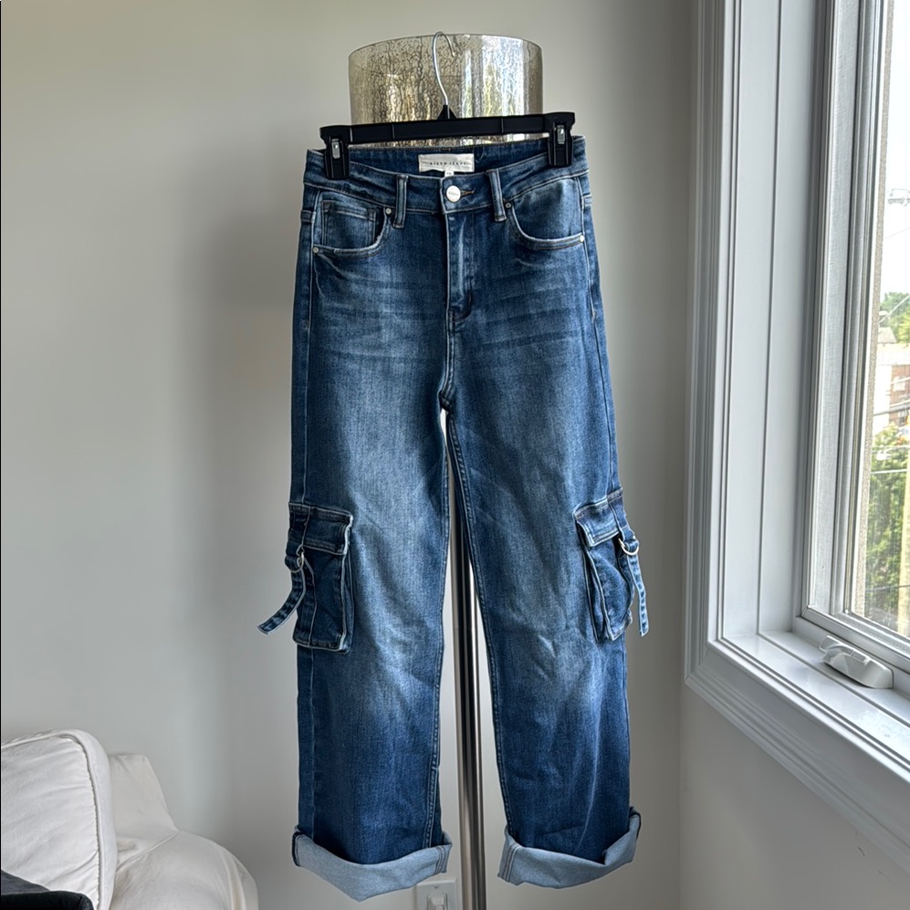 Risen Blue Boyfriend Jeans With Distressed Details